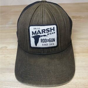 Marsh Wear Rod & Gun Twill Trucker Hat Brown & Black Recycled Poly Mesh Back